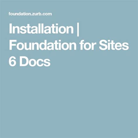 Foundation For Sites 6 Docs