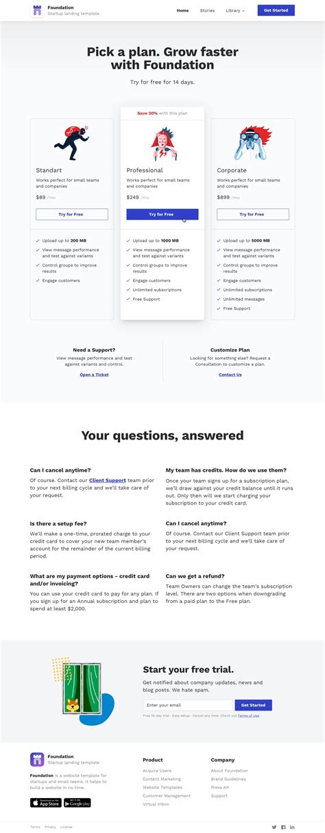 Foundation Free Landing Page Design Uistore Design