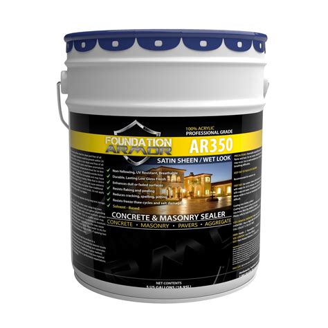 The Armor AR350 is a breathable, non-yellowing solvent based acrylic that will darken concrete and pavers to make them look wet, and provide a long lasting, durable low gloss finish. ... as well as surfaces previously sealed with a solvent based acrylic sealer. The Armor AR350 will help to reduce damage and deterioration caused by surface .... 