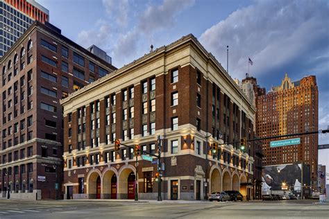 Foundation hotel detroit. The Foundation Hotel project repurposes two historically registered buildings – the 1929 Detroit Fire Department Headquarters and the Pontchartrain Wine Cellars – into a hospitality destination accommodating 100 hotel rooms, restaurant, lounge, meeting rooms, fitness center, and banquet facility. 