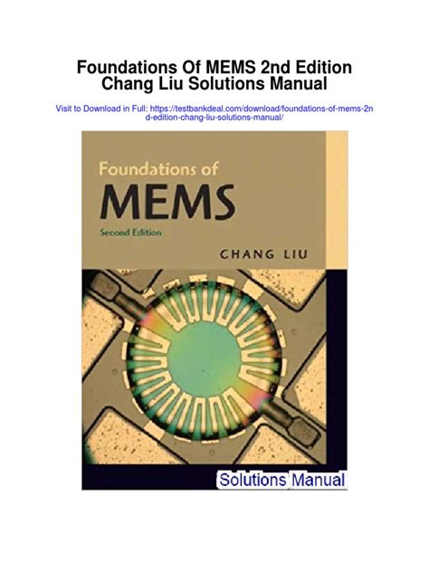 Foundations of mems chang liu solutions manual. - Arctic cat 400 4x4 99 manual.