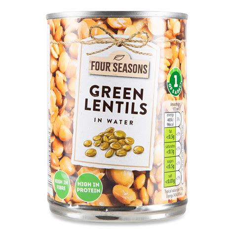 Four Seasons Green Lentils In Water 390g (235g Drained) ALDI