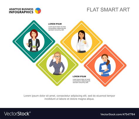 Four squares work process chart template Vector Image