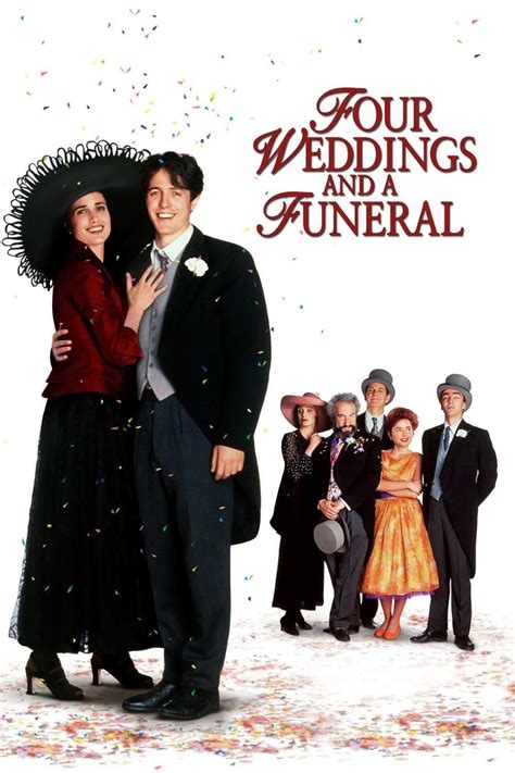 Four weddings and a funeral 1994. A reserved Englishman meets attractive American Carrie at a wedding and falls in love with her, but his inability to express his feelings seems to forestall any possibility of relationship - until they meet again and again. ... Four Weddings And A Funeral. 1994 • 117 minutes. 4.1star. 7 reviews. 96%. Tomatometer. R. Rating. family_home ... 