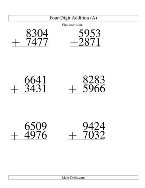 FourDigit Addition Large Print (LP)