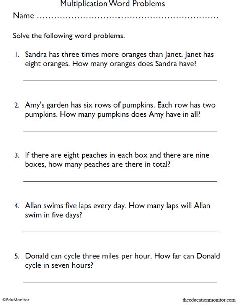 Fourth Grade Multiplication Word Problems EduMonitor