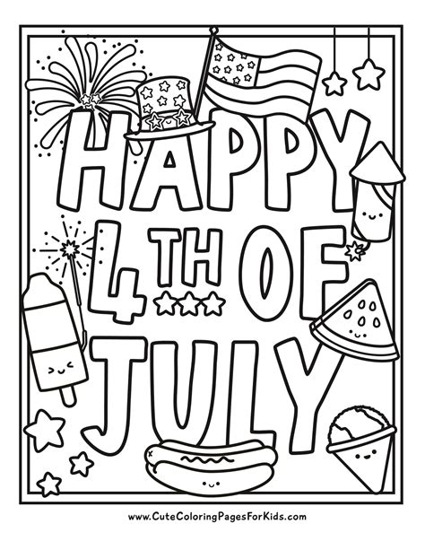 Fourth Of July Coloring Shee