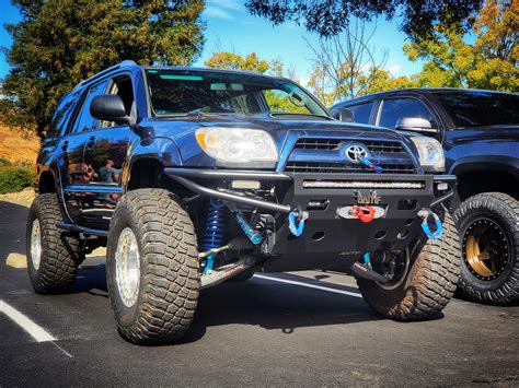Steel base bumper weight: 110lbs. Aluminum base bumper weight: 54 lbs. This is a high clearance weld-together bumper kit for the 4th generation (2003-2009) Toyota 4Runner. It features a bolt-on design, protected winch mount, and the best approach angle of any bumper on the market.. 
