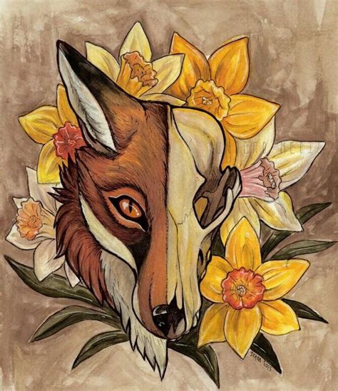 Fox Skull CarryAll Pouch by Rubis Firenos Small (6" x 5") Fox