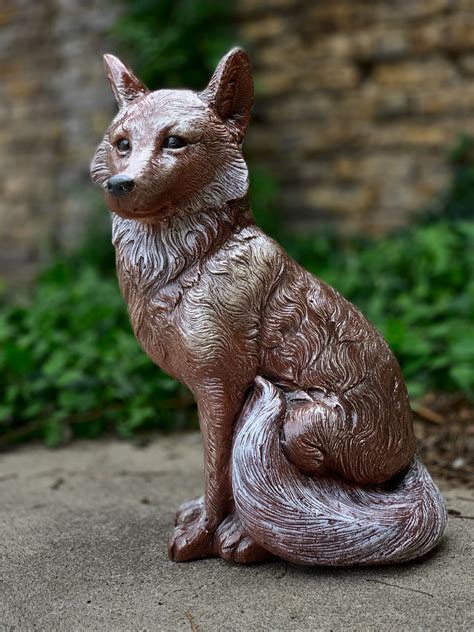 Fox Statue Fox Sculpture Concrete Fox Figure Small Concrete - Etsy