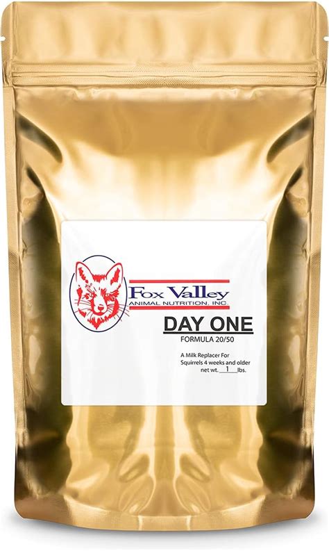 Fox valley squirrel formula.  We recommend Fox Valley Animal Nutrition’s Day One Formula...