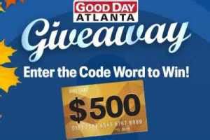 Fox5atlanta.com contest. The Sponsor's computer is the official time keeping device for this Contest. An individual, household, and/or immediate family may win only one (1) time during this Giveaway Period. To enter, watch "Good Day Atlanta" (the "Program") on FOX 5, weekdays from 5:00AM to 8:00AM and look for the code word of that day that will appear on ... 