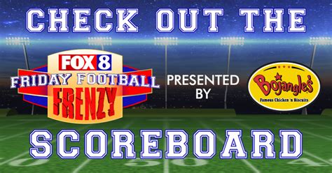 Fox8 friday night football scores. Football Friday Highlights: Reynolds vs. Parkland. Posted: Aug 17, 2012 / 11:53 PM EDT. Updated: Aug 18, 2012 / 12:30 AM EDT. SHARE. This is an archived article and the information in the article ... 