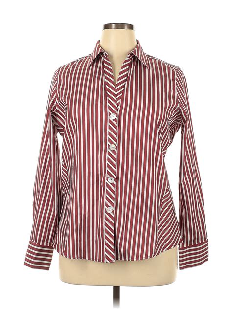 Foxcroft Button Shirt Womens Size 14 Long Sleeve Red White