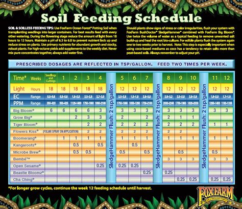 the fox farm chart online (http://foxfarmfertilizer.com/FoxFarm-Soil-Schedule.pdf) says to feed your plants in teaspoons. the back of the big bloom.... 
