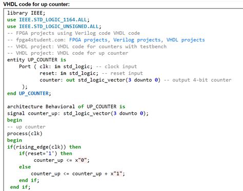 Fpga vhdl code.  In this VHDL project, the counters are implemented in...