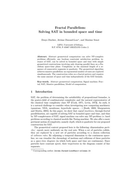 Fractal Parallelism solving SAT in bounded space and time