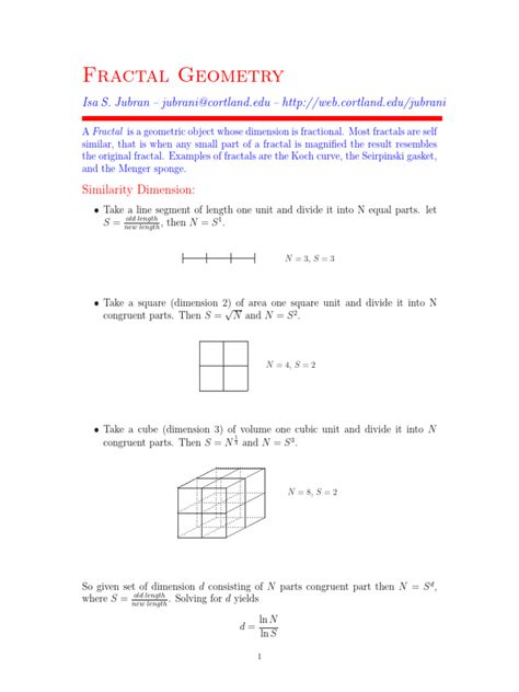 Fractal geometry pdf.  The number of colored triangles increases by a factor of 3 each step...