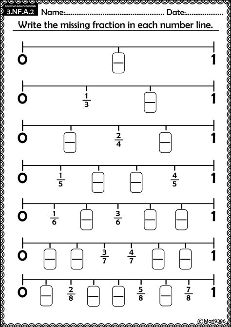 Fraction Number Line Math Worksheets Printables PDF for kids