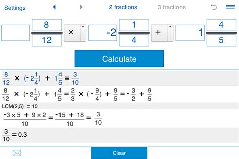 Fraction and whole number calculator. 