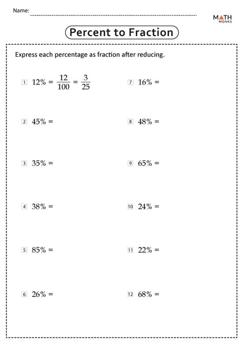 Fraction to Percent Worksheets Math Monks Worksheets Library