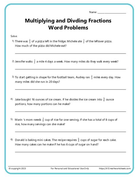 Fraction word problems worksheet with answers pdf.  These printable multiplic...
