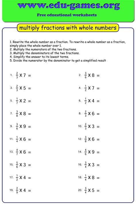 Fractions Multiplication Worksheets