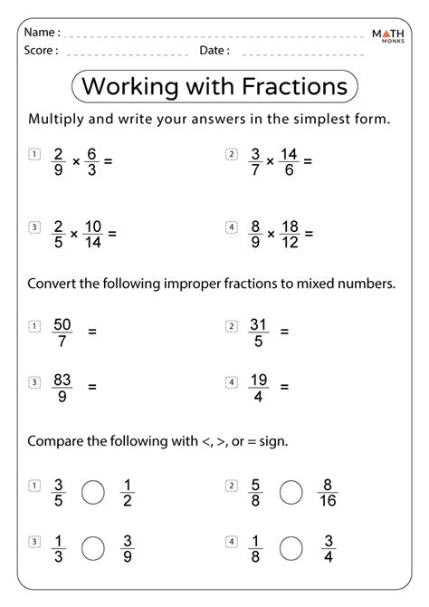 Fractions Worksheets For 5th Graders