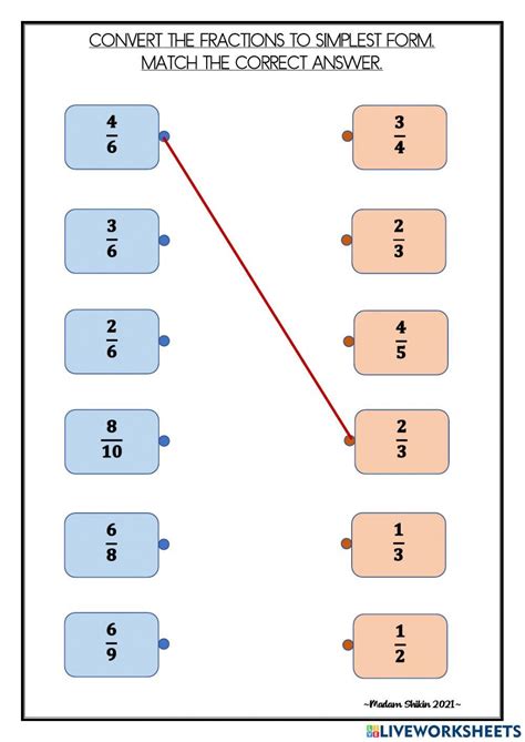 Fractions in simplest form interactive worksheet