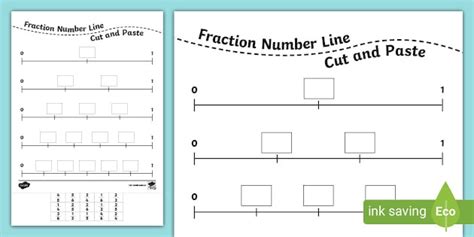 Fractions on a Number Line Cut and Paste Teaching Resources