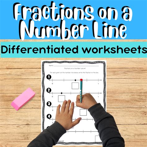 Fractions on a Number Line Differentiated Worksheets for 3rd Grade