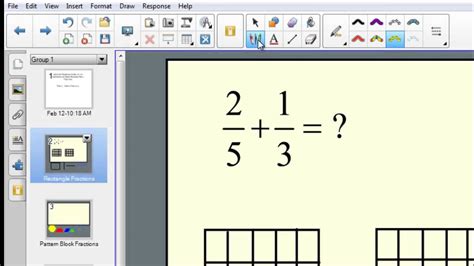 Fractions using the Rectangle Model on the SmartBoard Addition YouTube