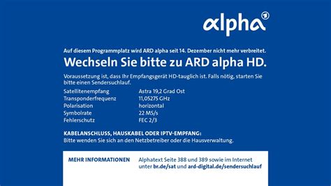 Fragen und Antworten FAQs zum Umstieg auf ARD alpha HD - BR