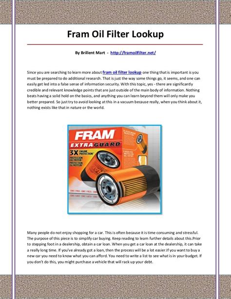 Fram filter lookup. Things To Know About Fram filter lookup. 