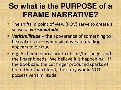 Frame narrative purpose