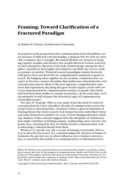 Framing: Toward Clarification of a Fractured Paradigm