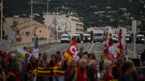 France pension protest held on outskirts of Cannes Film Festival