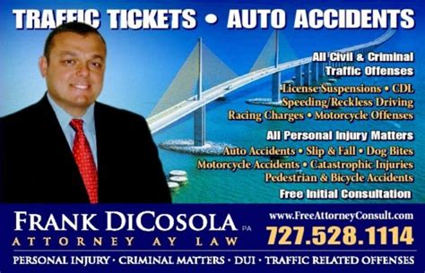 Frank dicosola attorney. Frank Dicosola, P.A. is a firm serving St. Petersburg, FL . View the law firm's profile for reviews, office locations, and contact information. 