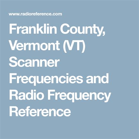 Franklin county vermont scanner frequencies.  Find the major, graduate program...