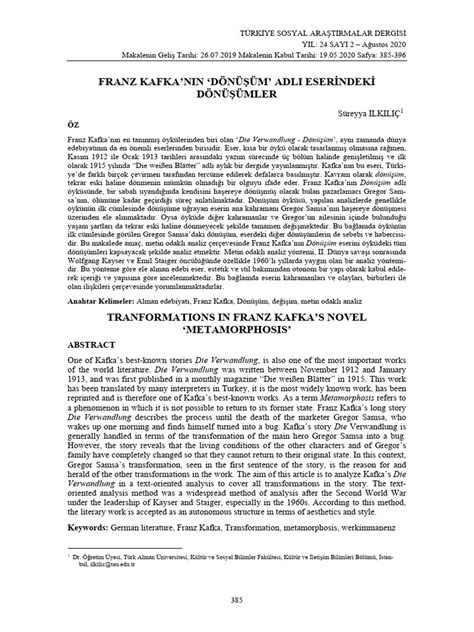 Franz Kafka Nin D N M Adli Eser Ndek D N Mler. 