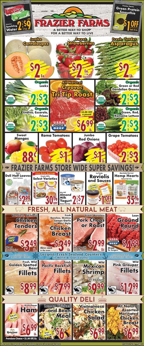 Frazier farms oceanside ca weekly ad. FRAZIER FARMS MARKET, 225 Vista Village Dr, Vista, CA 92083, 654 Photos, Mon ... they have double ad Wednesdays where they honor the sale prices for both the new ... Wrong bread, barely any condiments, sprouts ,where? Long time oceanside Frazier farms sandwich buyer. Vista needs to fix a few things. Gas station sandwich with packets of ... 