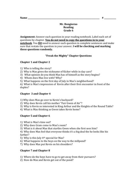 Freak the mighty study guide questions and answers. - American government final exam study guide answers.