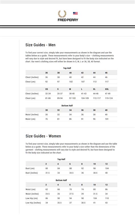 Fred Perry Size Charts / Fred Perry sizes & size chart