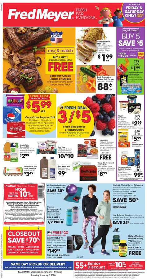 December 26, 2023. Check out the latest Fred Meyer Weekly Ad, valid from Dec 27, 2023 – Jan 02, 2024. Fred Meyer has special promotions running all the time and you can find great savings in select departments and throughout the store every other week. Find this winter’s best and brightest deals for less, such as Fresh Heritage Farm Chicken .... 