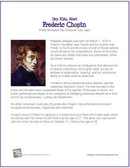 Frederick chopin biography and compositions of functions chart