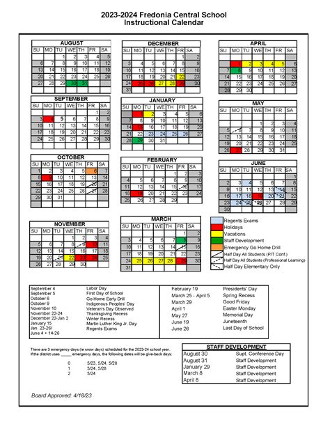 Fredonia Academic Calendar