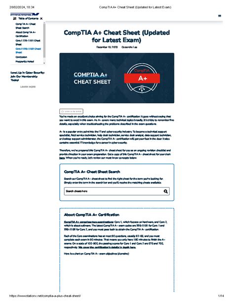 Free! CompTIA A+ Cheat Sheet For 2201101 Exam 2023