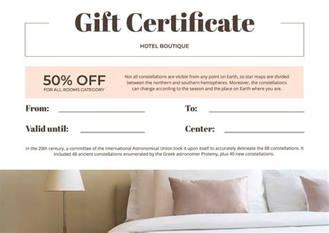 Free, printable, customizable hotel gift certificates Canva