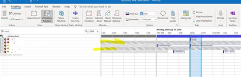 Free/Busy shows slashed lines in Scheduling Assistant Outlook