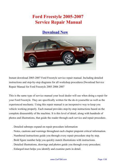 Free 05 ford freestyle awd repair manual download. - A program for you a guide to the big book design for living.